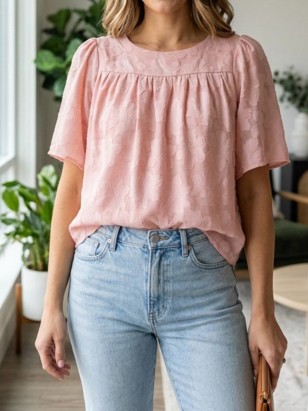 NWT Dokotoo Women's Pink Chiffon Flutter Sleeve Top Size Medium Babydoll Boho